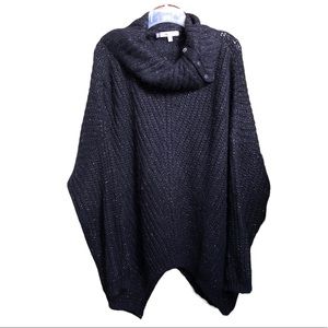 Jennifer Lopez Oversized Pullover Sweater with Cowl Neck - Silver Threads - XL